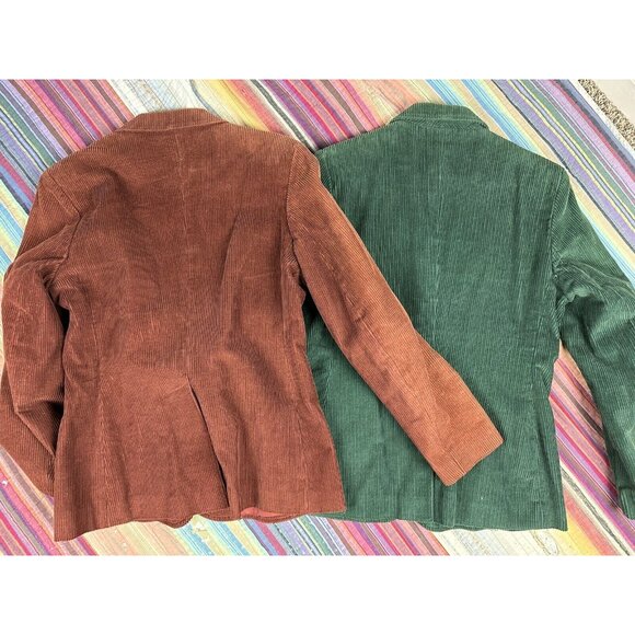 Vintage 80s plaid pleated outfit Corduroy jacket set 3pc Matching Set Sz 9 26” W - Picture 12 of 16